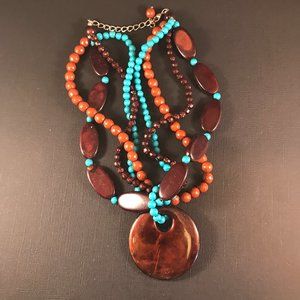 Multi strand Chunky bead Circle Focal necklace